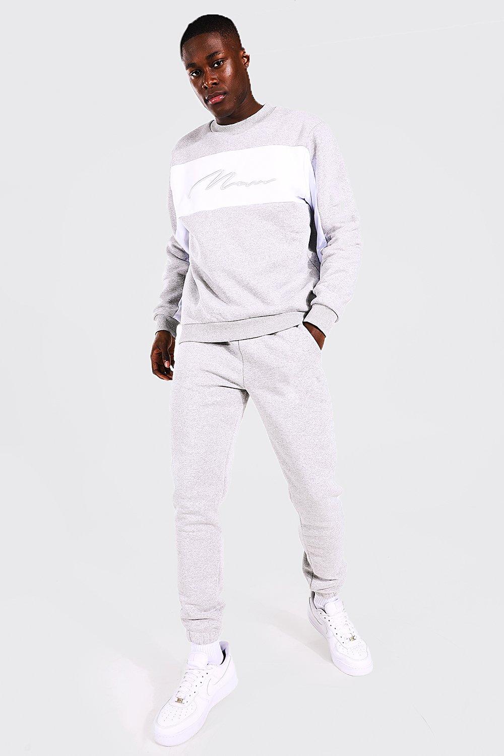 Boohooman grey best sale tracksuit bottoms